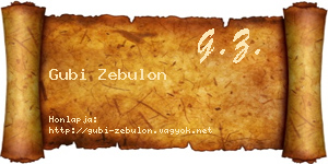 Gubi Zebulon névjegykártya